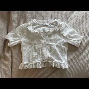 & Other Stories White Cropped Feminine Blouse size 4, Doên look alike